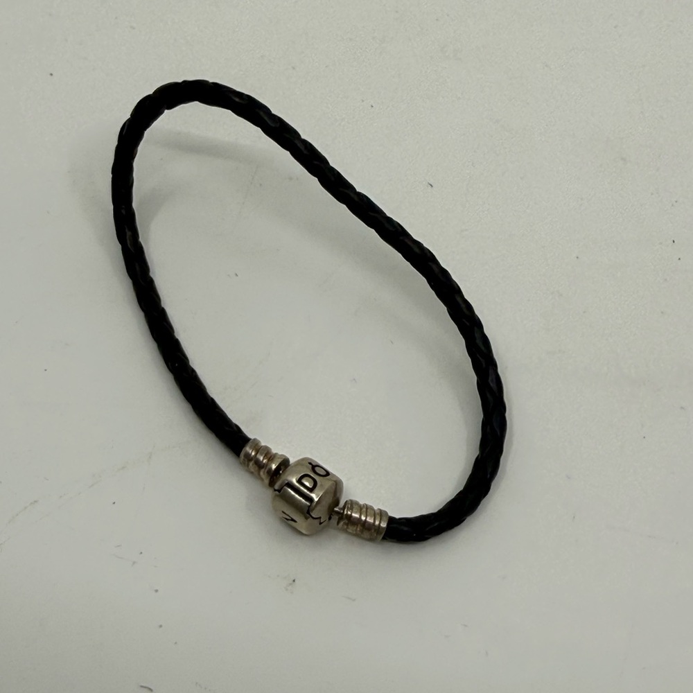 Authentic Pandora Black Leather Charm Bracelet